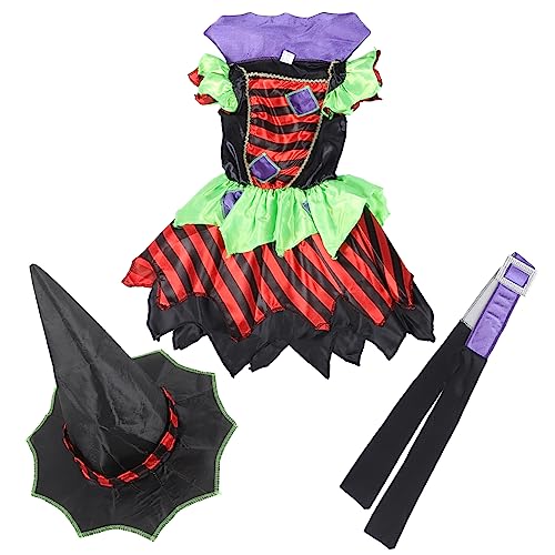 WRITWAA 1 Satz Hexenkostüm Für Mädchen Prinzessinkleid Hexen-outfit Hexenkostüm Für Individueller Halloween-hexenhut Gothic-kleid Halloween-hexenkostüm Kleiderkostüm Polyester von WRITWAA
