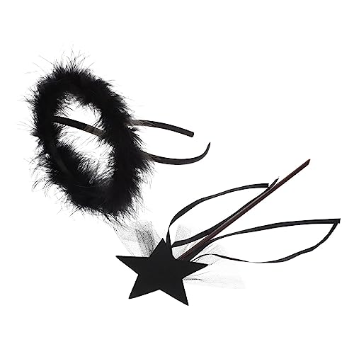 WRITWAA 1 Satz Kostümset für Schwarzes Haarband mit Zauberstab für Halloween Cosplay und Fotoprops Teiliges für Kreative Auftritte und Unvergessliche Erinnerungen von WRITWAA