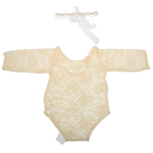 WRITWAA 1 Satz Mädchen Lace Romper mit Perlen Bowknot und Haarband Teiliges Outfit für Junge Mädchen für Fotoshootings und Kostüme WRITWAA 1 Satz Mädchen Lace Romper mit Perlen Bowknot und Haarband Teiliges Outfit für Junge Mädchen für Fotoshootings und Kostüme von WRITWAA