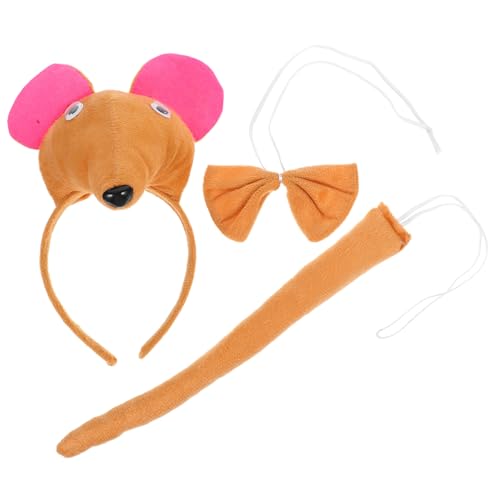 WRITWAA 1 Satz Mausohren Kostümset mit Haarreif Fliege und Cartoon Tier Accessoires für Halloween Cosplay und Partys Robust und Vielseitig Einsetzbar von WRITWAA