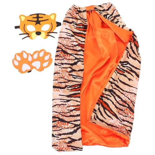 WRITWAA 1 Satz Partyzubehör Gastgeschenke Tigerkostüm kostüm halloween kinder halloween kinder kostüme Kleider Handschuhe Partykleidung Partyumhang und Maske für Kinder Cosplay bilden Tier von WRITWAA