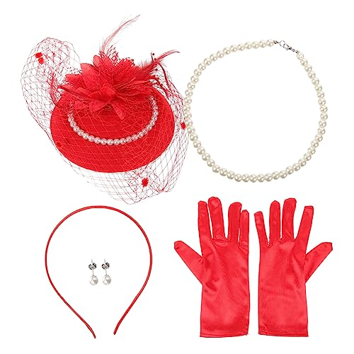 WRITWAA 1 Satz Perlen -Top -Hut -Schmuckset Kopfbedeckung Tea-Party-Stirnband-Hut Perlenohrringe klein Schleier Women Tea Party Accessoires Teeparty-Accessoires für Frauen Imitationsperlen WRITWAA 1 Satz Perlen -Top -Hut -Schmuckset Kopfbedeckung Tea-Party-Stirnband-Hut Perlenohrringe klein Schleier Women Tea Party Accessoires Teeparty-Accessoires für Frauen Imitationsperlen von WRITWAA