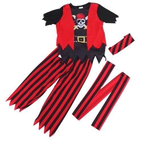 WRITWAA 1 Satz Piratenkostüm mit Kopfbedeckung für Jungen Halloween Karneval Kostüm für Rollenspiele Schulaufführungen Atmungsaktives Material Strapazierfähigkeit von WRITWAA