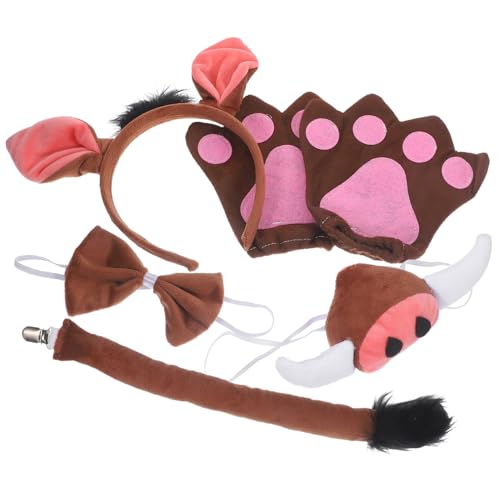 WRITWAA 1 Satz Schweinchen-Partykostüm für Cosplay Kuh Bogen Masken Meeräsche halloween costume halloween kleidung gummiband Schweineohren Stirnband Ohren und Stoff Coffee WRITWAA 1 Satz Schweinchen-Partykostüm für Cosplay Kuh Bogen Masken Meeräsche halloween costume halloween kleidung gummiband Schweineohren Stirnband Ohren und Stoff Coffee von WRITWAA