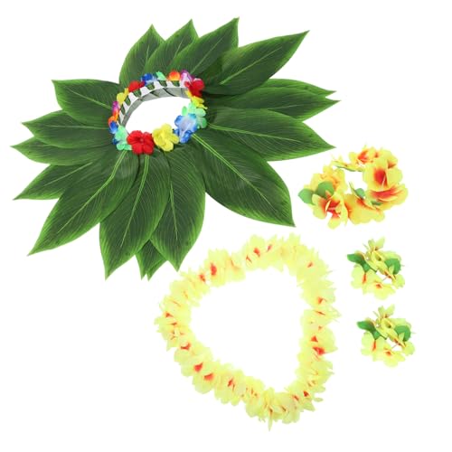 WRITWAA Grüner Hawaiianischer Blätterrock Mit Blumengirlande Tanzkleid Für Damen Jungen Und Mädchen WRITWAA Grüner Hawaiianischer Blätterrock Mit Blumengirlande Tanzkleid Für Damen Jungen Und Mädchen von WRITWAA