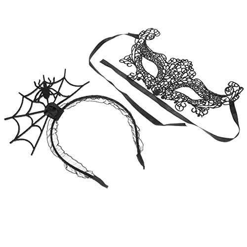 WRITWAA 1 Satz Spinnennetz-stirnband Haarband-spitzenmasken Dekorationen Spinnennetz-haarbänder Make-up-stirnbänder Für Frauen Halloween-spinnennetz-haarband Schwarze Vollmaske Stoff Black von WRITWAA