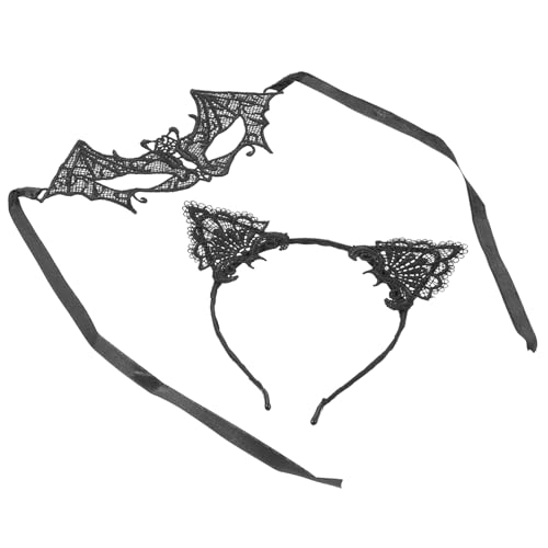 WRITWAA 1 Satz Spitzen-Stirnband-Maske Dekorationen Halloween-Handschuhe für Damen halloween haarschmuck halloween haarreif Haarband stutzenhalter Cosplay-Versorgung Spitzen-Augenmaske von WRITWAA