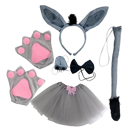 WRITWAA 1 Satz Tier Kostüm Set mit Haarreif Schweif und Dekoration für Halloween Cosplay Geburtstagsfeiern und Tier Themenpartys Teiliges Set für Erwachsene von WRITWAA