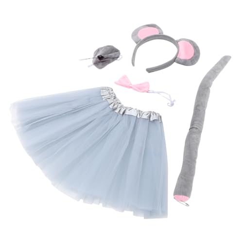 WRITWAA 1 Satz Tierkostüm Set für Teiliges Mausohren Stirnband Fliege Nase und Tüllrock für Halloween und Kostümpartys von WRITWAA