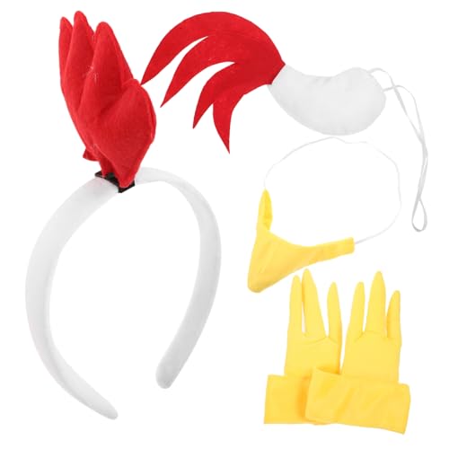 WRITWAA 1 Satz Weißes Feder-huhn-stirnband Hähne Haustier Tiere Hühnerkostüm Küken Cosplay Requisiten Rotisserie Bausatz Hahn-stirnband Hahn-cosplay-kostüm Kaninchen Und Schnabel Tür Stoff von WRITWAA