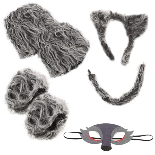 WRITWAA 1 Satz Wolf Kostüm Set für Halloween Teiliges Wolf Cosplay Outfit mit Maske und Handschuhen für Karneval und Kostümpartys Auffälliges Design und Langlebig von WRITWAA