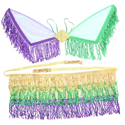 WRITWAA Bauchtanz-hüfttuch-set Für Damen Kostümzubehör Pailletten Und Flügel-requisite WRITWAA Bauchtanz-hüfttuch-set Für Damen Kostümzubehör Pailletten Und Flügel-requisite von WRITWAA