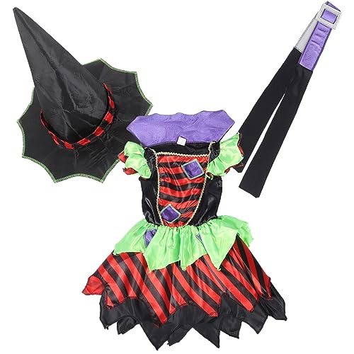 WRITWAA 1 Satz kleiner Hexenbesen Vampirrock Gothic Kleid Hexerei Teufelsrock Party Gefälligkeiten Halloween-Hexenkostüm Hexen-Outfit Cosplay Hexenkostüm Hexenoutfit für Polyester von WRITWAA
