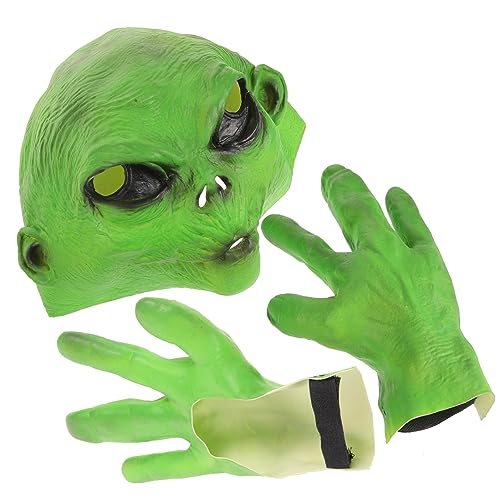 WRITWAA Einzigartiges Alien Halloween Gruseliges Gesichtsset Maskerade Party Accessoire Realistisches Kostüm Für Erwachsene von WRITWAA