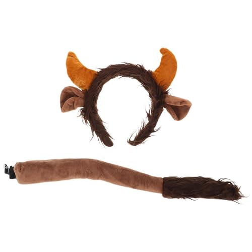 WRITWAA 1 Set Kuhohren-Stirnband: Stierhörner-Stirnband und -Set – Kostümzubehör für Tier-Cosplay, Halloween, Weihnachten und Themenpartys von WRITWAA