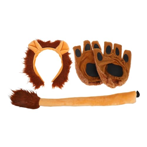 WRITWAA 1 Set Löwenkostüm-Zubehör, Plüsch- -Stirnband mit und Pfotenhandschuhen, süßes Tier-Cosplay-Kostüm für, Ankleidezubehör von WRITWAA
