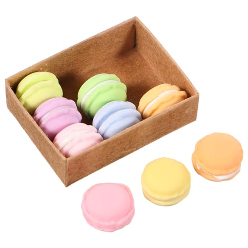 WRITWAA 1 Set Miniatur-Lebensmittelmodelle: Gefälschte Mini-Macarons für die Puppenhausdekoration – Realistische künstliche Dessertmodelle für Tischdisplay-Requisiten von WRITWAA