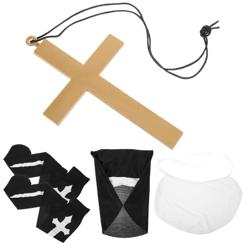 WRITWAA 1 Set Nonnenkostüm Für Damen Goth Kleidung Nonnenkostüm Cosplay Nonnenhut Stoff WRITWAA 1 Set Nonnenkostüm Für Damen Goth Kleidung Nonnenkostüm Cosplay Nonnenhut Stoff von WRITWAA