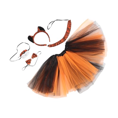 WRITWAA 1 Set Performance Kleidung Stirnband Halloween Tier Set Tiger Kostüm Zubehör Tiger Kostüm Rock Tiger Zubehör Tiger Kostüm Set Tierohren Und Tiger Schleife von WRITWAA