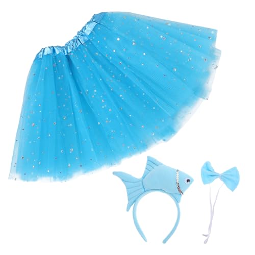 WRITWAA 1 Set Plush Fish Kostüm Set Für Kinder Mit Stirnband Fliege Krawatte Und Rock Tierthema Für Halloween-partys Und Dress-up von WRITWAA
