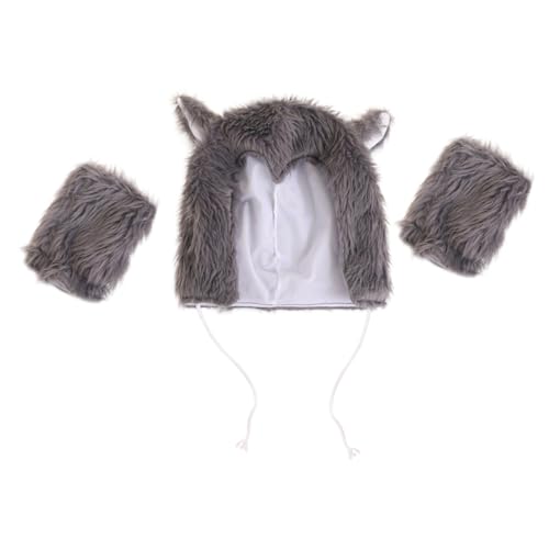 WRITWAA 1 Set Wolfsmütze Zum Anziehen Lustige Mützen Plüsch Neuheit Tiermütze Lustiger Wolfshut Flauschiger Wolfshut Wolfsmütze Für Damenkostüm Halloween Party Wolfsmütze von WRITWAA