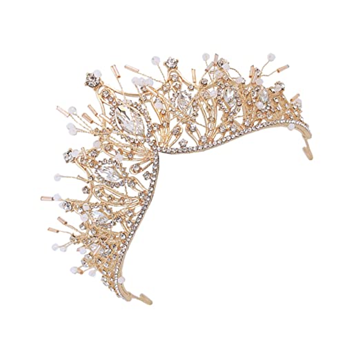 WRITWAA 1 Stück Goldene Haaraccessoire für Geburtstagsfeiern Stirnband mit Kristallen Handgefertigter Haarschmuck für Fotoshootings und Bühnenauftritte von WRITWAA