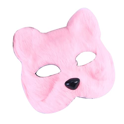 WRITWAA 1 Stück Künstliche Fuchs-Gesichtsabdeckung Halbgesichts-Tierpelzmasken Kunststoff-Kostümmaske Halbgesichts-Cosplay-Kostümzubehör Für Halloween-Karneval-Maskerade Rosa von WRITWAA