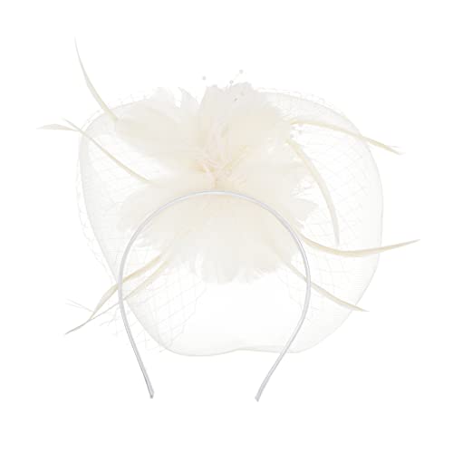 WRITWAA 1 Stück Urlaub Stirnband Haarreifen für Halloween Pfauen Federhaarclip Trendy haarschmuck dekorative Halloween-Haarreifen Halloween-Feder-Kopfschmuck Mesh Beige von WRITWAA