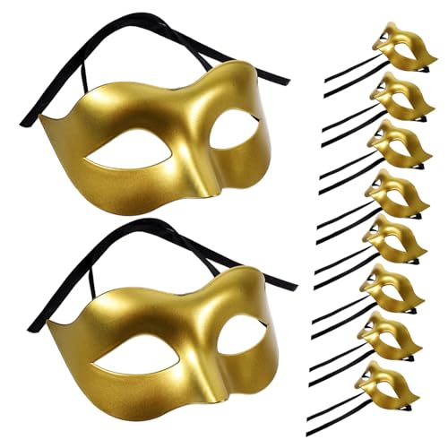WRITWAA 10 Stücke Maskerade Party Kunststoff Goldene Tier Masken Kostüm Maske Für Frauen Cosplay Partei Maske von WRITWAA