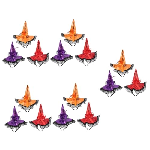WRITWAA 15 Stück Teiliges Halloween Hexenhut Stirnband mit Spitze und Pailletten Großes Kopfschmuck Rot und Orange Leichtes Party Halloween Kostümzubehör für Damen und Karneval WRITWAA 15 Stück Teiliges Halloween Hexenhut Stirnband mit Spitze und Pailletten Großes Kopfschmuck Rot und Orange Leichtes Party Halloween Kostümzubehör für Damen und Karneval von WRITWAA