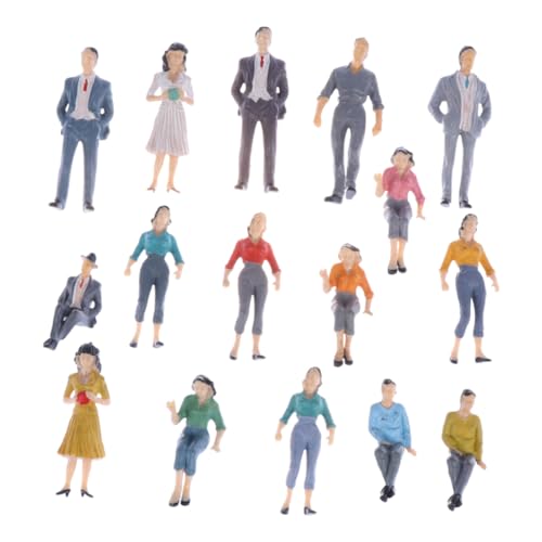 WRITWAA 16 Stück Teiliges Mini Figuren für Puppenhaus und Modellbau Farbige Miniatur Menschenfiguren aus Langlebigem Kunststoff Realistische Gestaltung für Sandtisch Zufällige Farbe von WRITWAA