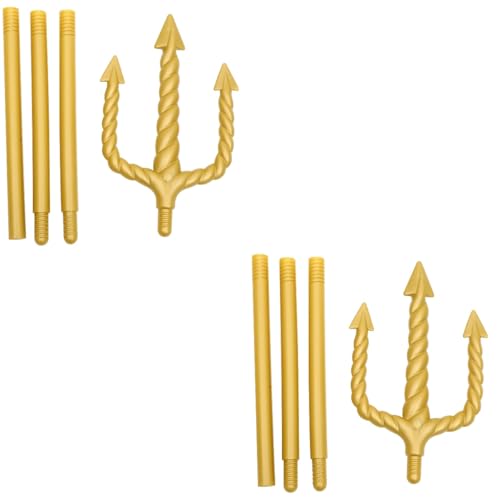WRITWAA 2 Abnehmbare Teufelsgabel-Requisiten Goldene Dämonengabel Cosplay-Zubehör Für Halloween-Partys Für König-Teufel-Kostüme von WRITWAA