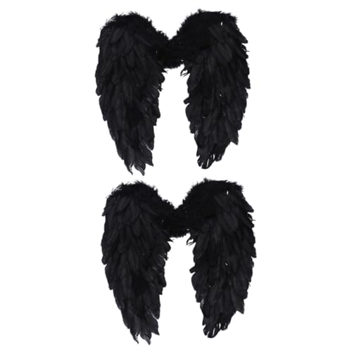 WRITWAA 2 Stck. Große Engelsflügel Schwarze Federflügel Cosplay Kostüm Flügel Requisiten für Karneval Party Bühnenauftritt Erwachsene WRITWAA 2 Stck. Große Engelsflügel Schwarze Federflügel Cosplay Kostüm Flügel Requisiten für Karneval Party Bühnenauftritt Erwachsene von WRITWAA
