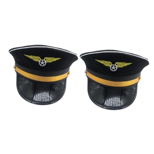 WRITWAA 2 Stck. Pilotenmütze Verstellbare Cosplay Mütze für Halloween und Partys Dekorative Flugzeug Hut für Jungen und Mädchen Komfortable Klassisches Design von WRITWAA