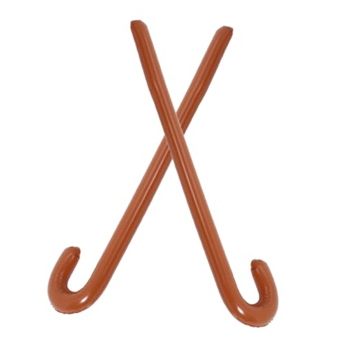 WRITWAA 2 Stück Aufblasbare Gehhilfe aus Robustem PVC Lustige Party Requisiten für Halloween Bühnenauftritte und Karneval Brauner Spazierstock für Cosplay und Zaubershows von WRITWAA