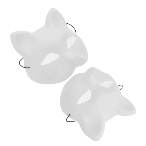 WRITWAA 2 Stück DIY Katzenmaske Unbemalt Weiß aus Kunststoff mit Netzstruktur Sicher für Bemalbare Blanko Masken für Karneval Kostümparty Fasching und Rollenspiel von WRITWAA