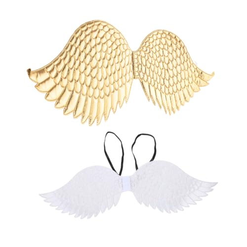 WRITWAA 2 Stück Engelsflügel Gold Silber mit Verstellbaren Trägern Leichtes Stoffkostüm für Mädchen Party Cosplay Karneval Fasching Weihnachten und Valentinstag WRITWAA 2 Stück Engelsflügel Gold Silber mit Verstellbaren Trägern Leichtes Stoffkostüm für Mädchen Party Cosplay Karneval Fasching Weihnachten und Valentinstag von WRITWAA