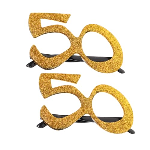 WRITWAA 2 Stück Glitzer Geburtstagssonnenbrillen Zahl Form Dekorative Brille für Jubiläumsfeiern Foto Requisiten für Geburtstags und Hochzeitsfeiern von WRITWAA