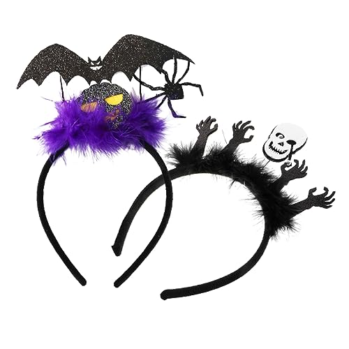 WRITWAA 2 Stück Halloween Haarband Erwachsene Halloween Haaraccessoires für Party Cosplay Masquerade mit Schwarzem und Flausch Bequem Langlebig Leicht für Kostümfest von WRITWAA