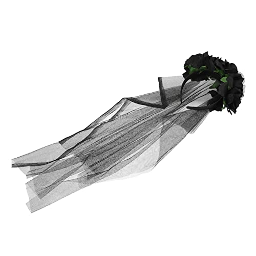 WRITWAA 2 Stück Halloween Haarreif mit Schwarzem Netzschleier Realistischer Rosenblüte und Spinnen Hautfreundliches Langlebiges Stirnband für Damen und Mädchen für Halloween Party und von WRITWAA