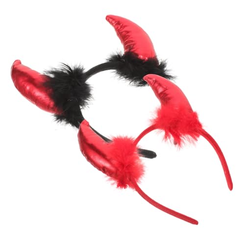 WRITWAA 2 Stück Halloween Teufelshörner Haarband Rotes Pailletten Kopfschmuck Bequemes Stirnband für Karneval Cosplay und Party Auffälliges Accessoire für Halloween Kostüm von WRITWAA