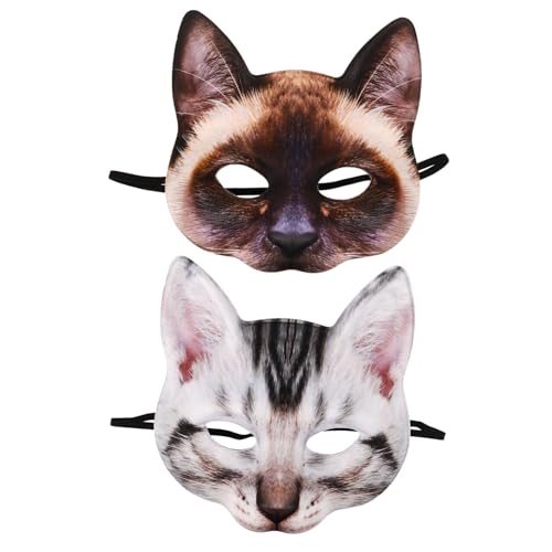 WRITWAA 2 Stück Katzenmaske mit Elastischem Band Realistische Tiermasken für Halloween Cosplay und Mottoparty Inklusive Amerikanische Kurzhaarkatze und Siamkatze Angenehm zu Tragen WRITWAA 2 Stück Katzenmaske mit Elastischem Band Realistische Tiermasken für Halloween Cosplay und Mottoparty Inklusive Amerikanische Kurzhaarkatze und Siamkatze Angenehm zu Tragen von WRITWAA