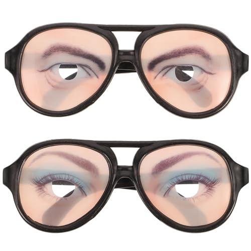 WRITWAA 2 Stück Lustige Brillen für Halloween, Scherzbrille mit Wackelaugen, Party-Requisiten für Erwachsene, Mehrfarbig von WRITWAA