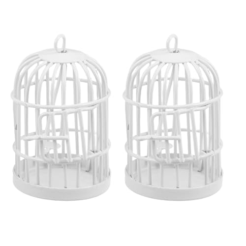 WRITWAA 2 Stück Miniatur-Vogelkäfig: Metall-Puppenhaus-Vogelkäfig mit Tür für Feengarten-DIY-Projekte, Heimdekoration, Vintage-Stil, Kleiner Vogelkäfig, Hängeornament von WRITWAA
