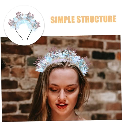 WRITWAA 2 Stück Schneeflocken Stirnbänder für Frauen Glitzernde Winter Haarreifen aus Filz und Satin Langlebige Weihnachts-accessoires für Festliche Partys und Familienfeiern von WRITWAA