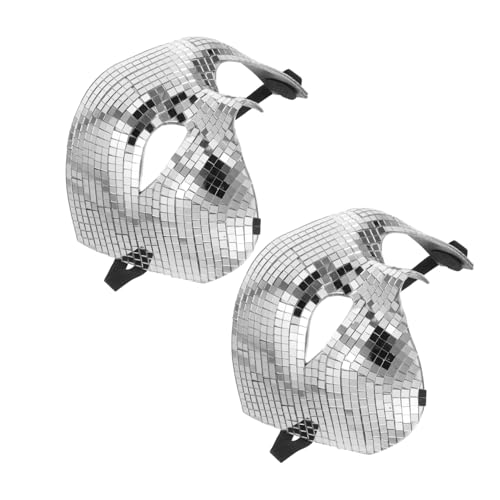 WRITWAA 2 Stück Silberne Disco Glitzer Maske Halbgesicht Spiegel Masquerade Party Maske für Karneval Halloween Tanzveranstaltungen und Kostüm WRITWAA 2 Stück Silberne Disco Glitzer Maske Halbgesicht Spiegel Masquerade Party Maske für Karneval Halloween Tanzveranstaltungen und Kostüm von WRITWAA