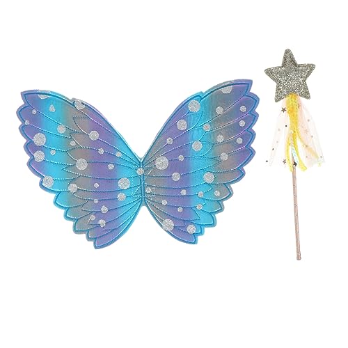 WRITWAA 2 Stück Teiliges Flügel Kostüm für Zauberstab Blaues Design für Karneval Halloween und Themenpartys für Auftritte und Fotosessions WRITWAA 2 Stück Teiliges Flügel Kostüm für Zauberstab Blaues Design für Karneval Halloween und Themenpartys für Auftritte und Fotosessions von WRITWAA