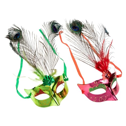 WRITWAA 2 Stück Teiliges Halbgesichts Kostüm Masken mit Pfauenfedern Venezianische Karnevalsmasken für Halloween Fasching Kostümparty Leicht Sicher und Dekorativ für Damen und Herren WRITWAA 2 Stück Teiliges Halbgesichts Kostüm Masken mit Pfauenfedern Venezianische Karnevalsmasken für Halloween Fasching Kostümparty Leicht Sicher und Dekorativ für Damen und Herren von WRITWAA
