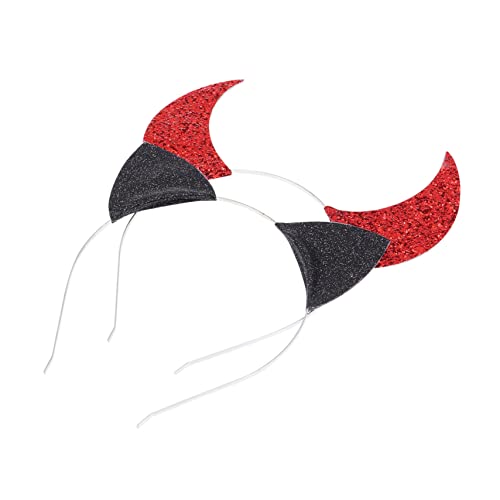 WRITWAA 2 Stück Teiliges Party Haarreif mit Roten Teufelshörnern und Schwarzen Katzenohren Wiederverwendbare Stirnbänder für Karneval Kostümfest Attraktives Zubehör für Kinderkostüme von WRITWAA