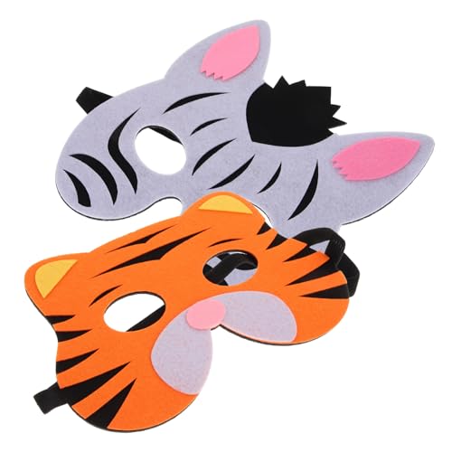 WRITWAA 2 Stück Tiermasken Cosplay Masken für Halloween Kostümpartys und Dekoration Zebra Tiger von WRITWAA